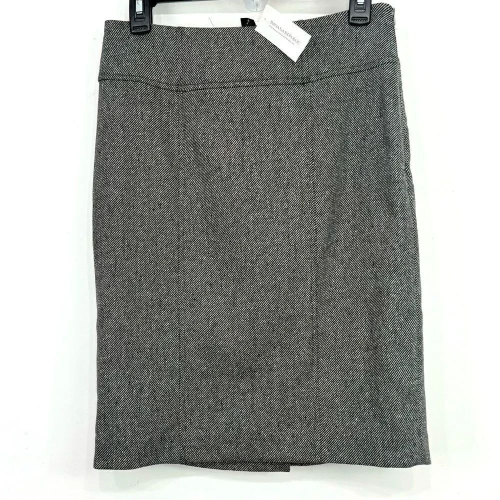 Banana Republic Gray Black Textured Wool Blend Classic Pencil Skirt NEW